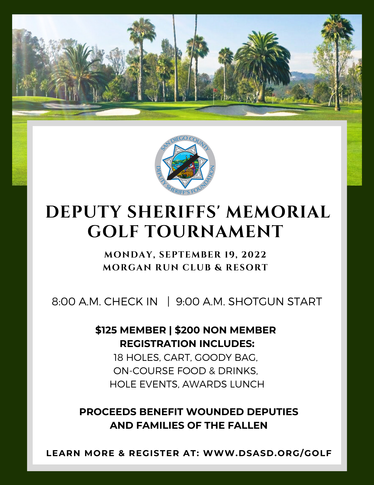 Golf Tournament Flyer Deputy Sheriffs' Association of San Diego